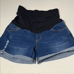 Amazon Medium Maternity MidRise Medium Wash Denim Jean Shorts